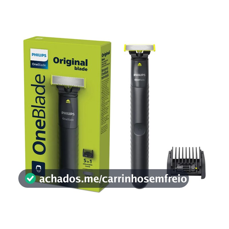 Barbeador e Aparador Elétrico Philips OneBlade com Pente 5 em 1, Sem Fio e À Prova D'Água - QP1425/10