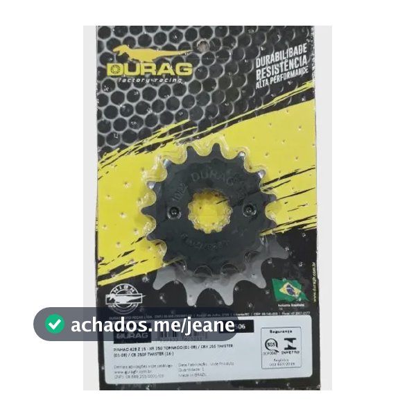 Pinhão 15 Dentes Cb Twister 250 Passo 428 Durag