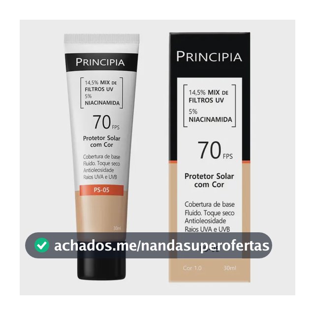 PRINCIPIA, Protetor Solar Facial FPS70 PS-05 Cor 1.0 c/ 30ml