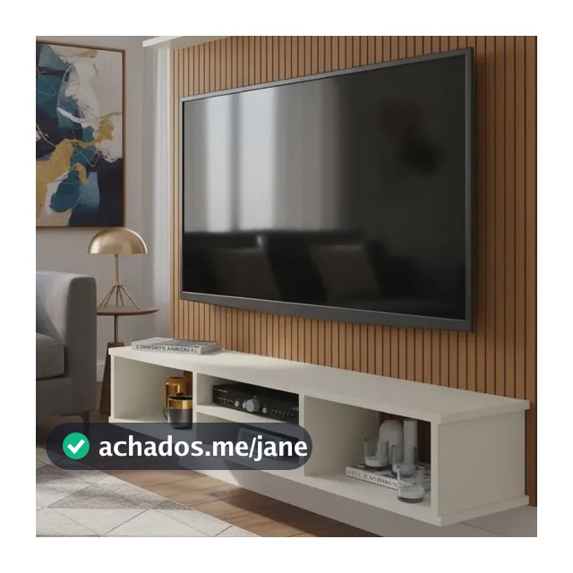 Painel Clique Móveis Tv 50” Ripado 3D Off White com Nichos