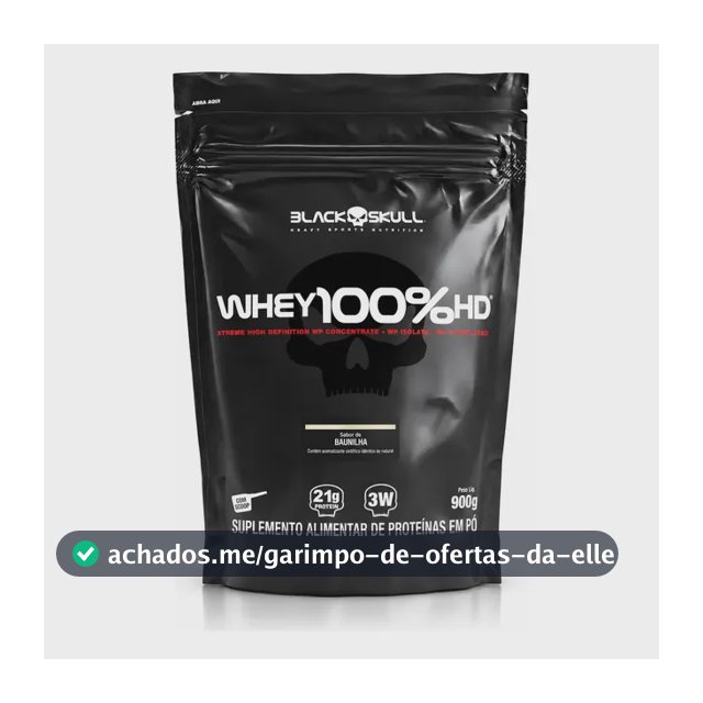 Proteína Black Skull Whey 100% HD em pó sabor Baunilha x 900g