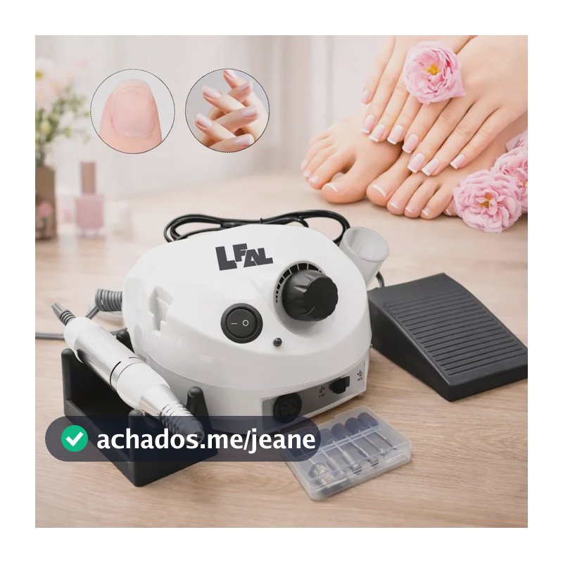 Lixadeira De Unha Motor Elétrica Nail Drill Profissional Gel Portátil Porquinho Potente Lixa Salão Manicure Lixador Aparelho Com Pedal Caneta Polidora Design 45000 Rpm Cor Branco Lfal