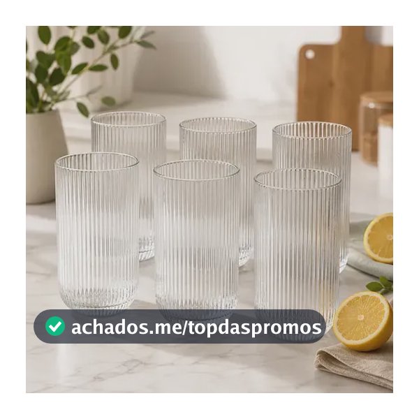 Jogo Copos Canelado Versalhes Clear Grande 450ml Com 6 Ou 12 Transparente
