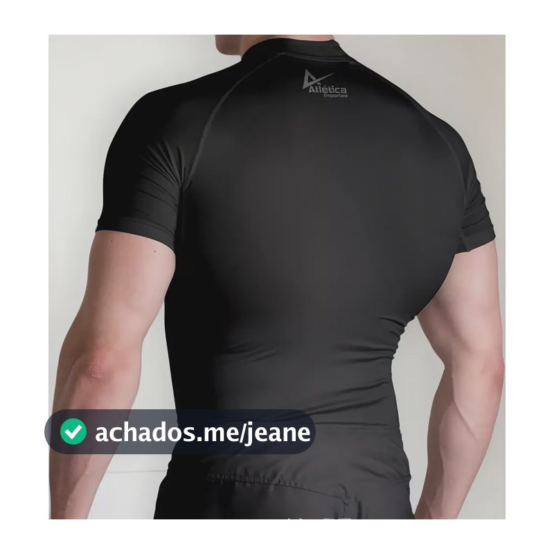 Camiseta Compressão Rash Guard Jiujitsu Apertada Justa No Gi Preto Liso M