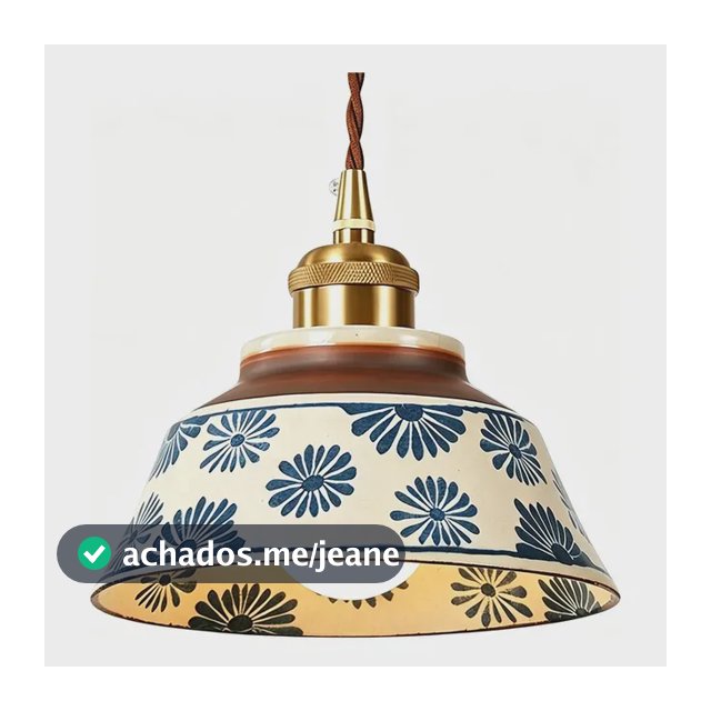 Luminária Pendente Porcelana Azulbranca Vintage Cerâmica