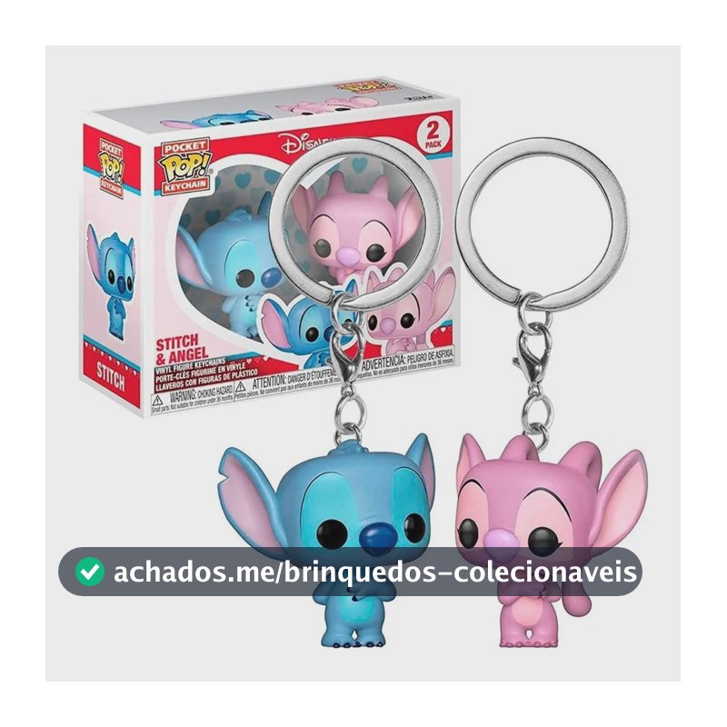 Kit 2 Chaveiros Disney Pop Funko Stitch And Angel