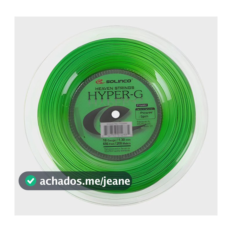 Corda Solinco Hyper G 1.30mm Rolo 200m Verde Co-poliéster