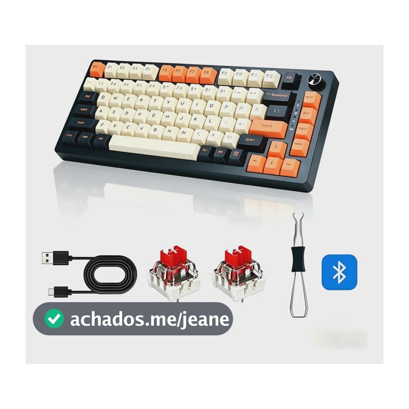 Teclado Gamer Mk32 75% 2.4ghz/usb-c/bt5.0, Inglês Us Laranja Inglês Us