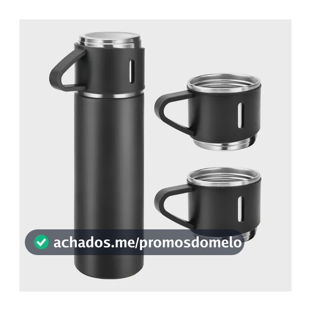 500ml Caneca Kit Garrafa Térmica Vacuum Bottle Inox + 3 Xíca