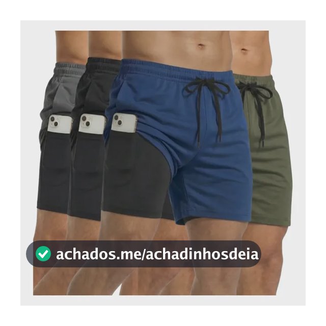 Kit 4 Shorts 2 Em 1 Masculino Dry Bermuda Academia Treino