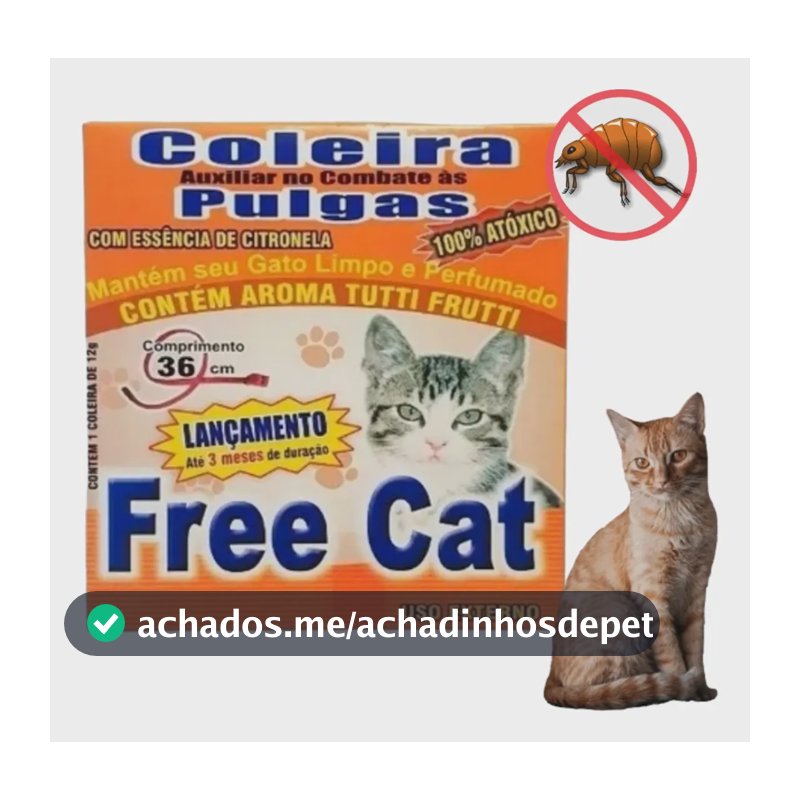 Coleira Anti Pulga Gato Free Cat - Duração Até 3 Meses