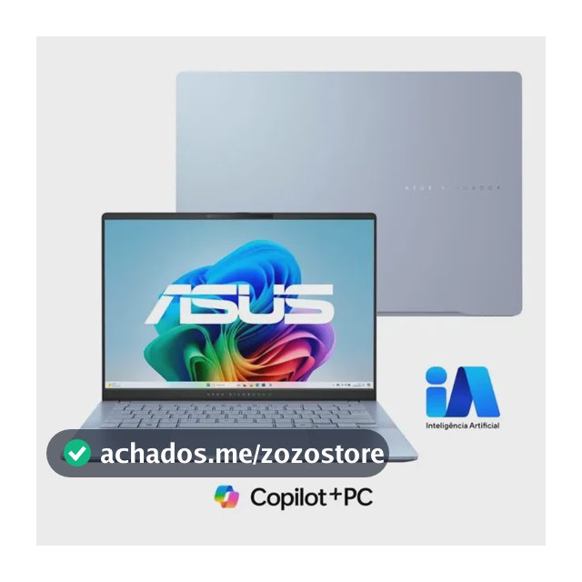 Notebook ASUS Vivobook S 14 S5406SA Copilot+ PC Intel Core Ultra 7 256 V 16GB RAM 512GB SSD Windows 11 Home 14" OLED Mist Blue QD299W