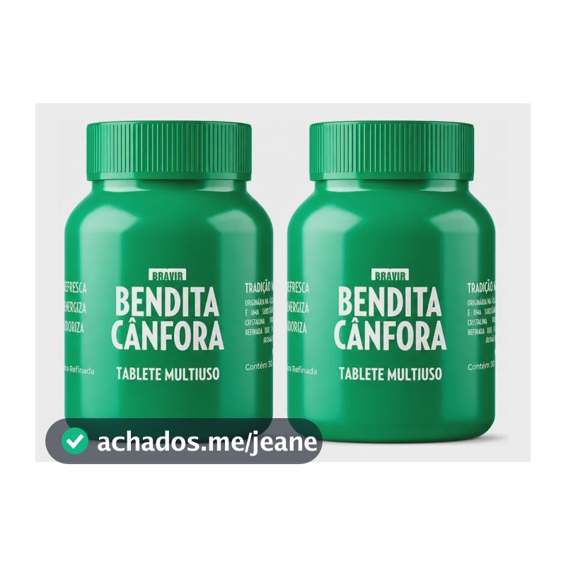 Bendita Cânfora Refinada Pote com 30 Tabletes Multiuso Bravir Casa