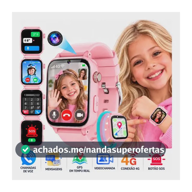 Smartwatch Infantil CUCO BLUE Relógio Inteligente A22 Rosa 4G GPS Videochamada SOS Compatível com Nano SIM Wi-Fi Câmera Localização