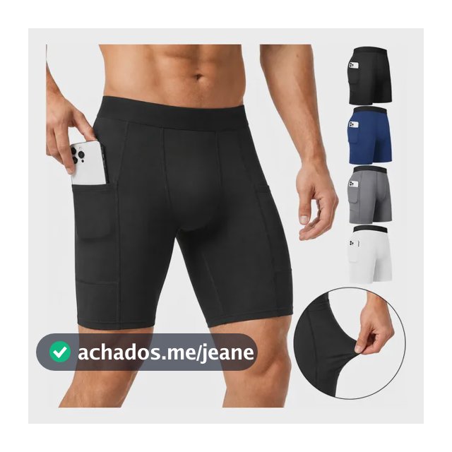 Bermuda Masculina Short Compressão Corrida Térmica Com Bolso