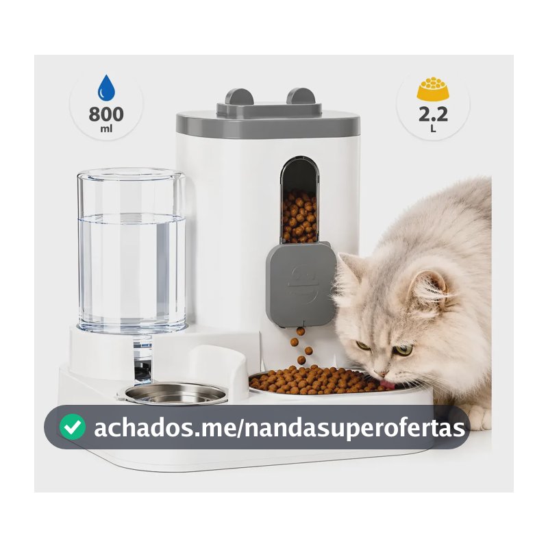 Comedouro E Bebedouro Automático Duplo Para Cães E Gatos 110/220 Cinza