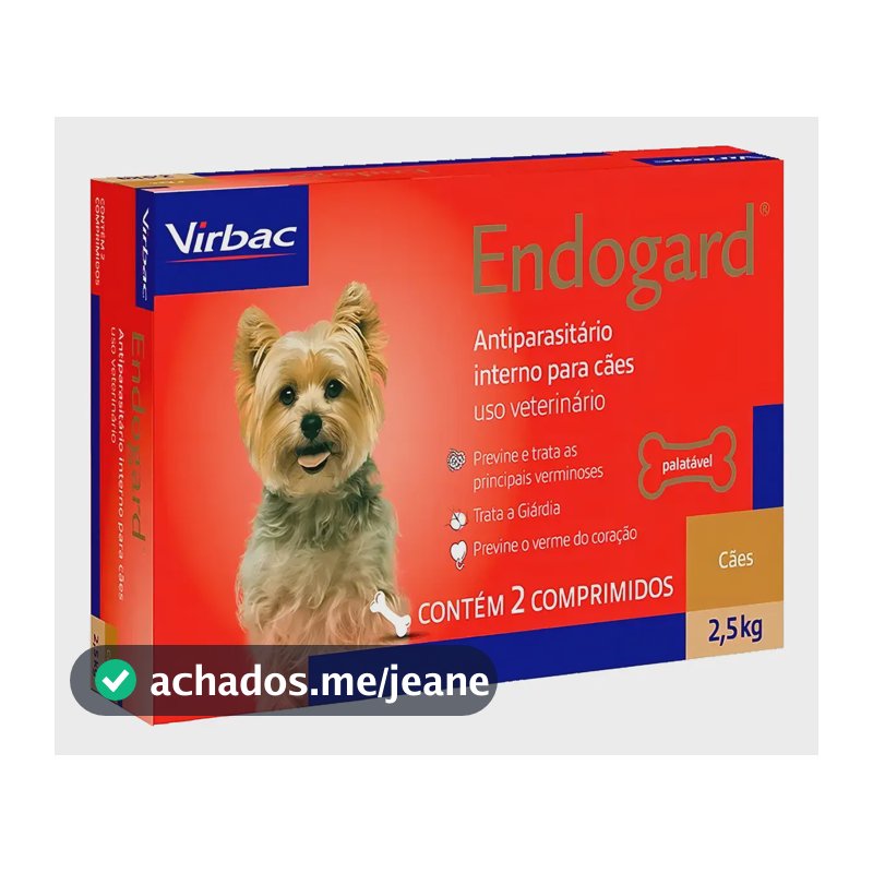 Vermífugo Endogard Virbac Cães De 2,5 Kg Com 2 Comprimidos
