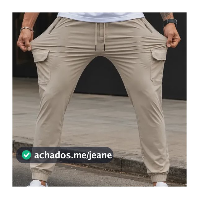 Calça Cargo Para Homem Slim Com Elastano Esportiva Cáqui Gg 46/48