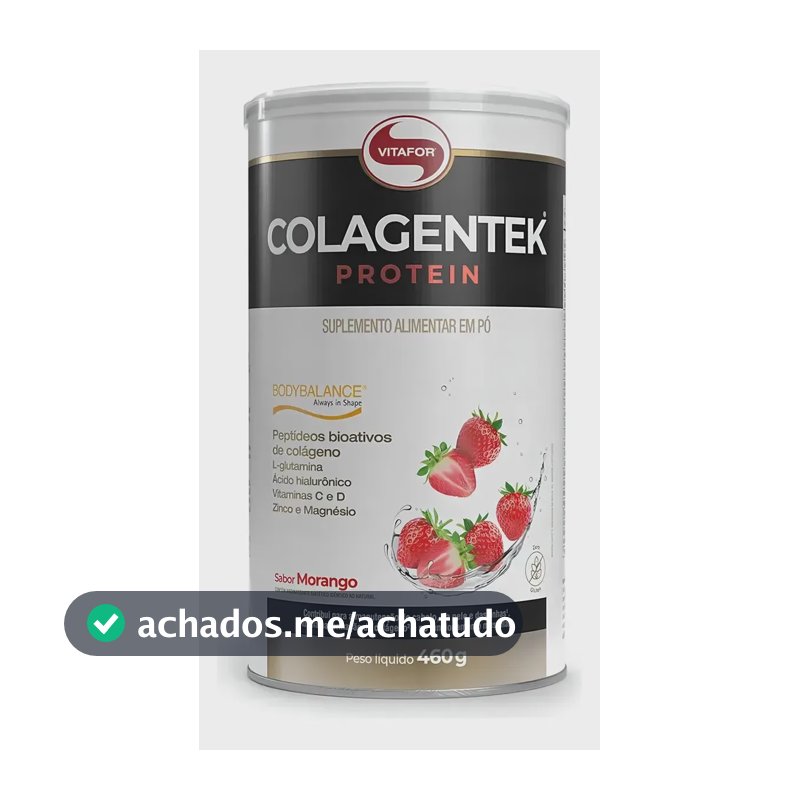 Colagentek Protein Colágeno Bodybalance Vitafor Morango 460g