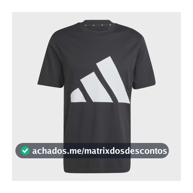 Camiseta Masculino Logotipo Essentials Grande adidas Preto Caveirão M Liso