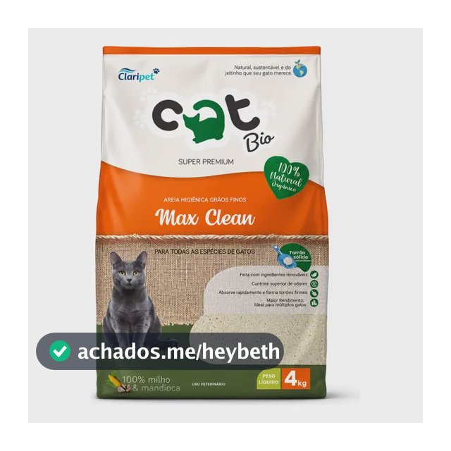Areia Catbio Biodegradável 4 Kg - Max Clean - Grãos Finos
