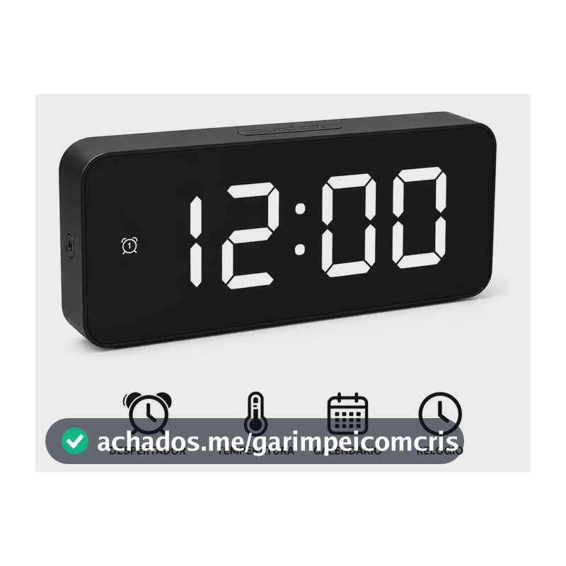 Relógio Digital Led C Despertador Data Alarme D Mesa Tempera Branco