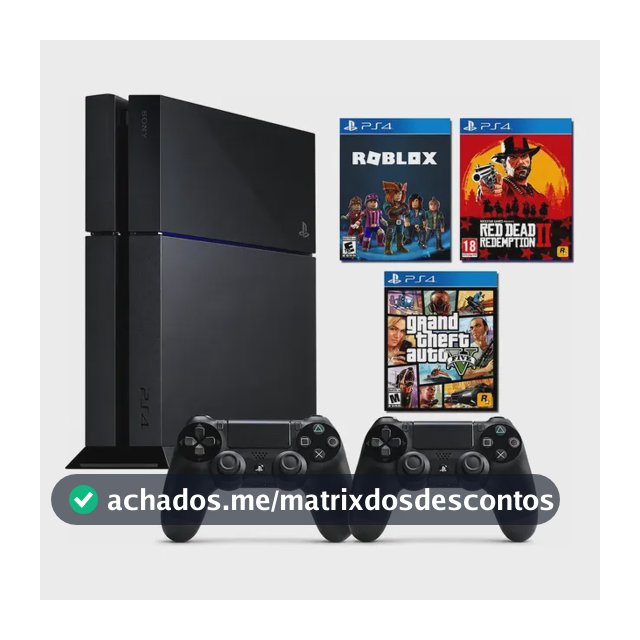 Playstation 4 Fat Ps4 500 Gigas 2 Jogos 2 Controles Preto