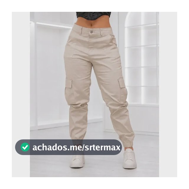 Calça Cargo Jogger Jeans Feminina Com Bolso Lateral Premium