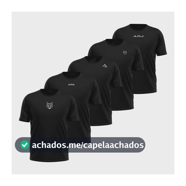 Kit 5 Camisetas Dry All Black Alpha