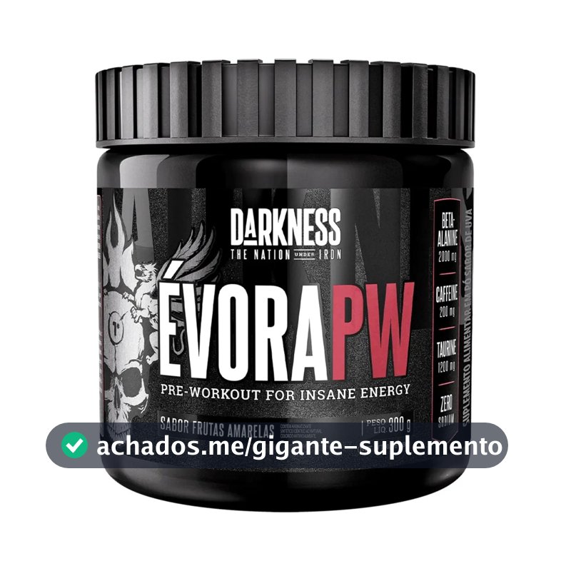 Suplemento em pó Darkness Pré Treino Alanina Évora PW sabor Frutas amarelas x 300g