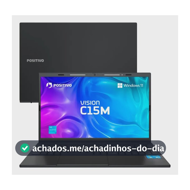 Notebook Positivo Vision C15M Intel Celeron N4500 Windows 11 Home 4GB RAM 128GB eMMC Tela 15" Full HD IPS Antirreflexo - Minitela e Tecla Copilot - Cinza