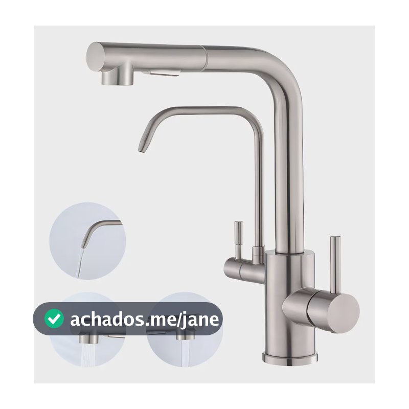 Torneira Misturador Gourmet Pia Cozinha Bancada P/filtro Extensível Escovado Yesop