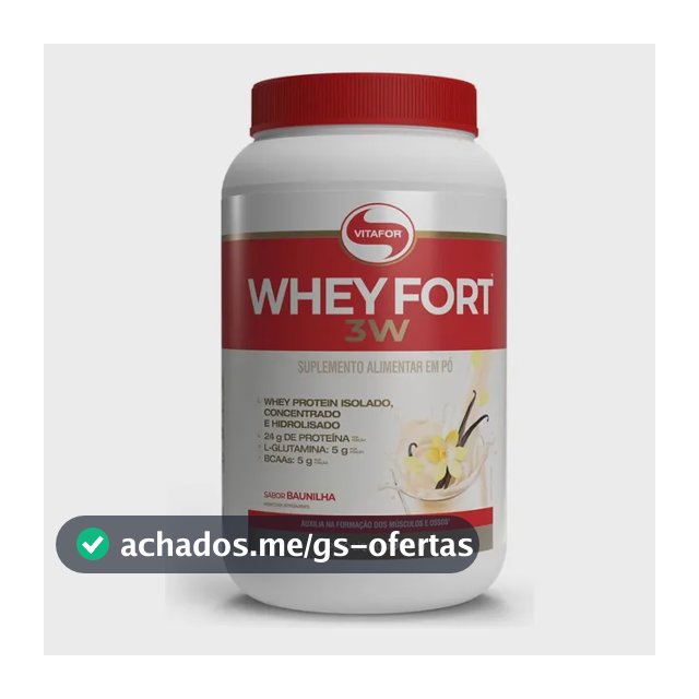Whey Fort 3w Cookies & Cream 900g Vitafor Baunilha Baunilha