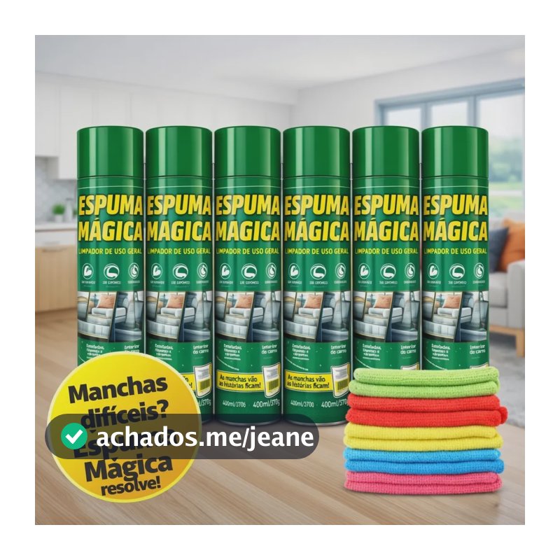 Kit 6 Espuma Mágica Produto P/ Limpar Carro Sofá Grátis Pano