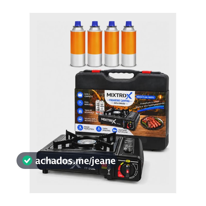Fogareiro Gás Camping Portátil Fogão Acendimento Automatic Preto Preto