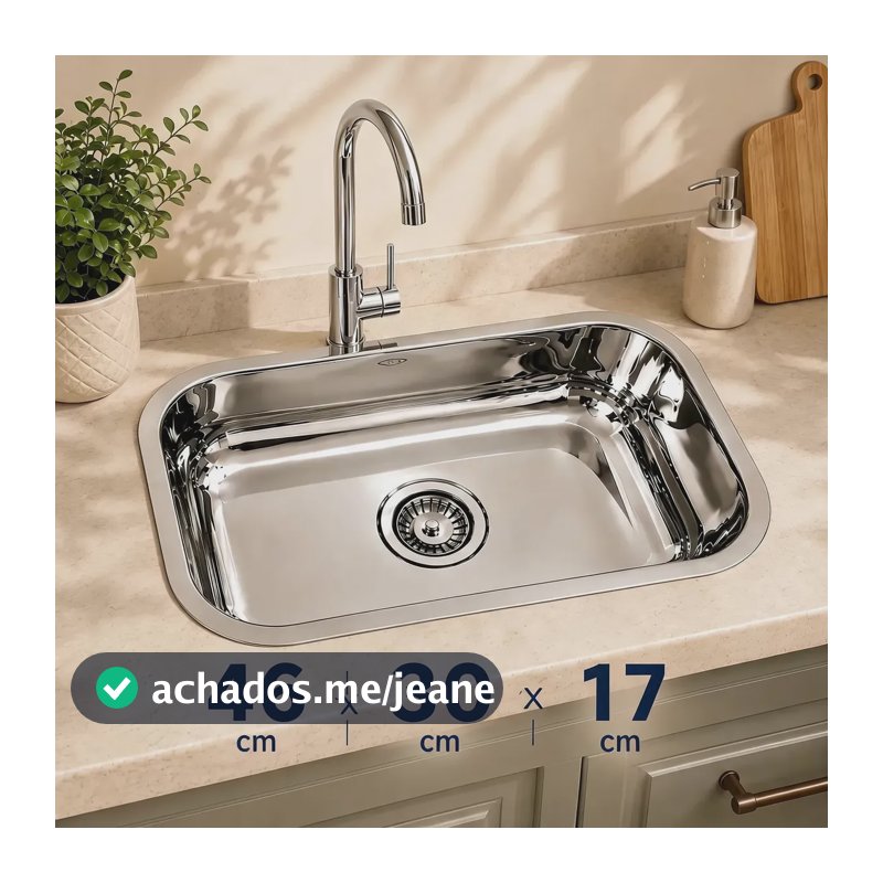 Cuba Pia Inox Cozinha Retangular 46x30x17 Aço 430 Hmr Cubas Inox Polido - Alto Brilho