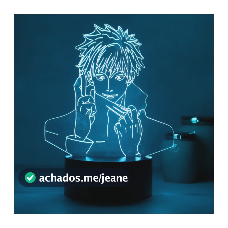 Luminária 3d Led Satoru Gojo -  Jujutsu Kaisen - Abajur 3d Preto