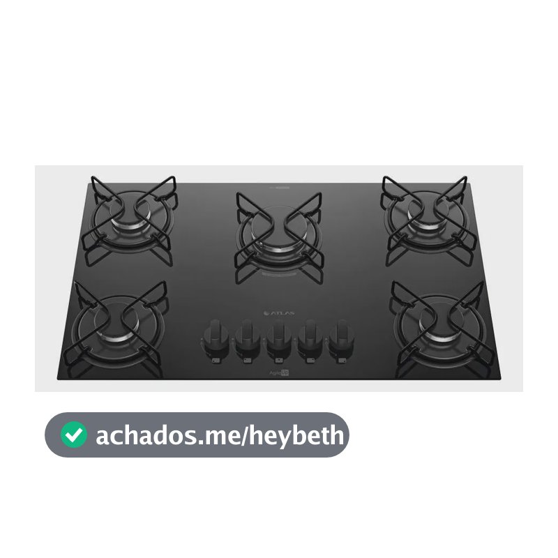 Cooktop 5 Bocas Atlas Agile Up com Mesa De Vidro A Gás Preto Bivolt