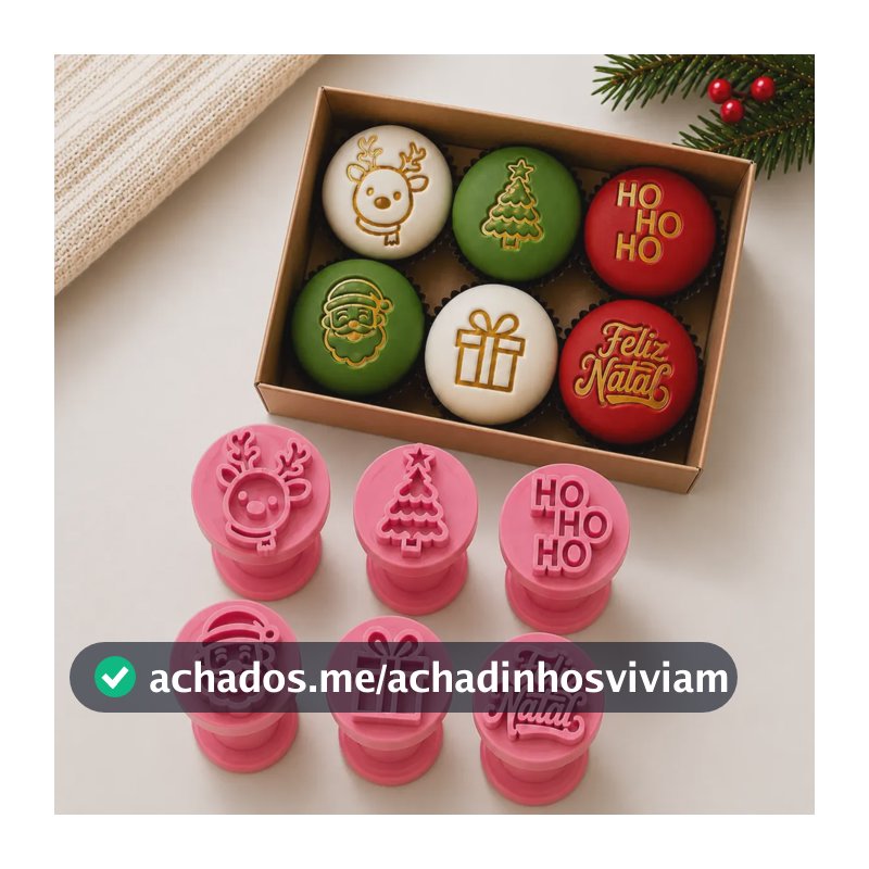 Kit 6 Carimbos Brigadeiro Natal Papai Noel Natalino Marcador Kit 6 Natal