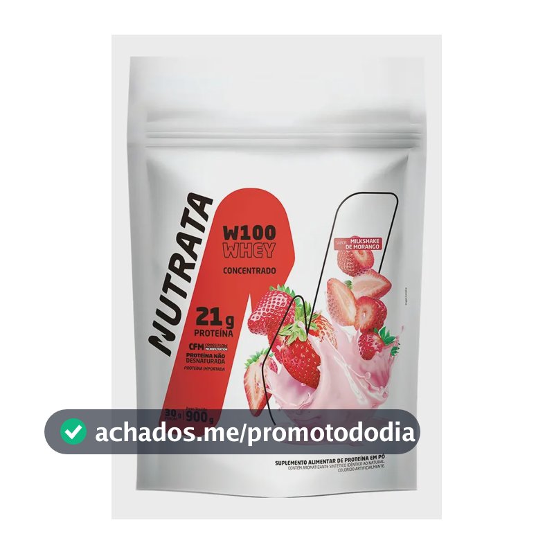 Proteína Nutrata W100 Whey Concentrado Em Pó Sabor Morango X 900g