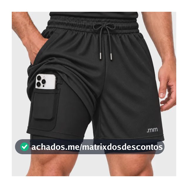 Bermuda Masculina 2 Em 1 Compressão Short Dry Fit Academia