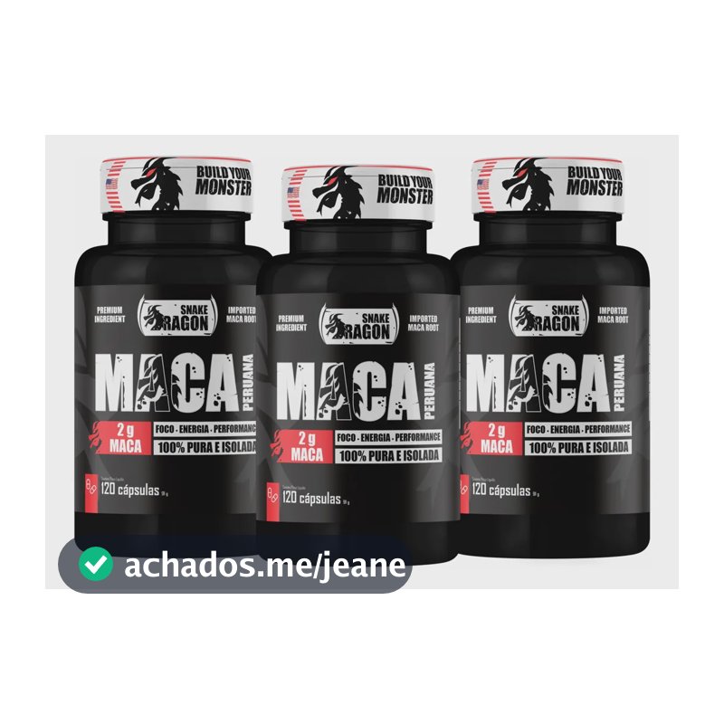 3X MACA PERUANA NEGRA - BLACK Concentrado com 2000mg Por Dose - Premium - 120 Cápsulas - Para Homens e Mulheres - Snake Dragon