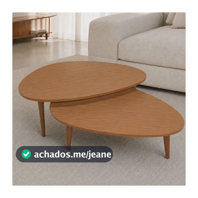 Kit 2 Mesas De Centro Sala Orgânica Pé Palito 77/68cm Freijó