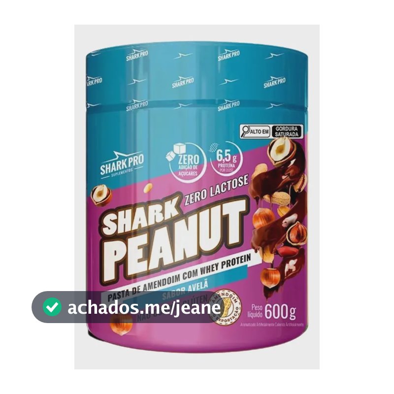 Pasta de Amendoim Shark Pro Sabor Avelã Zero Lactose 600g
