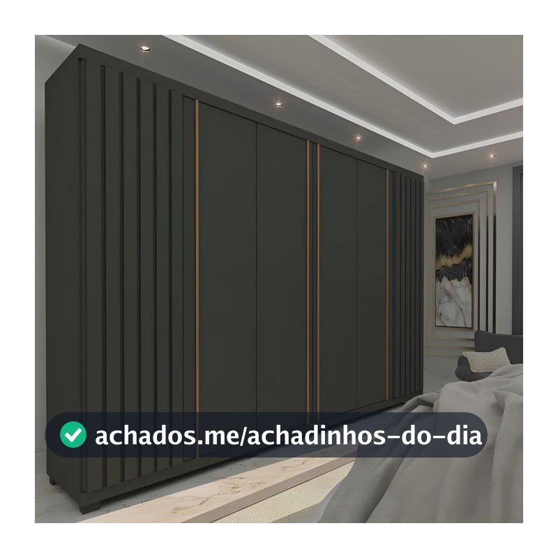 Guarda-roupa Casal Gelius Móveis Grafite 6 Portas 4 Gavetas MDF