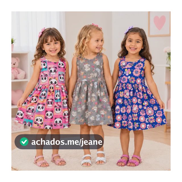 Kit 2 Vestidos Infantis Evasê Sem Manga Vestido