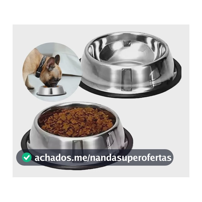 Tigela Pote 500ml Cachorros Médios 2 Unidades Comedouro Inox N/a Inox