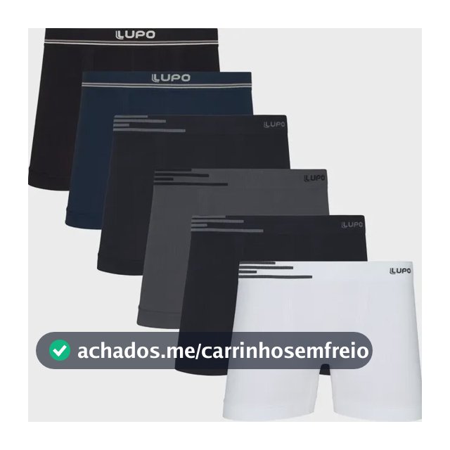Kit 6 Cuecas Lupo Boxer Box Sem Costura Basic Microfibra