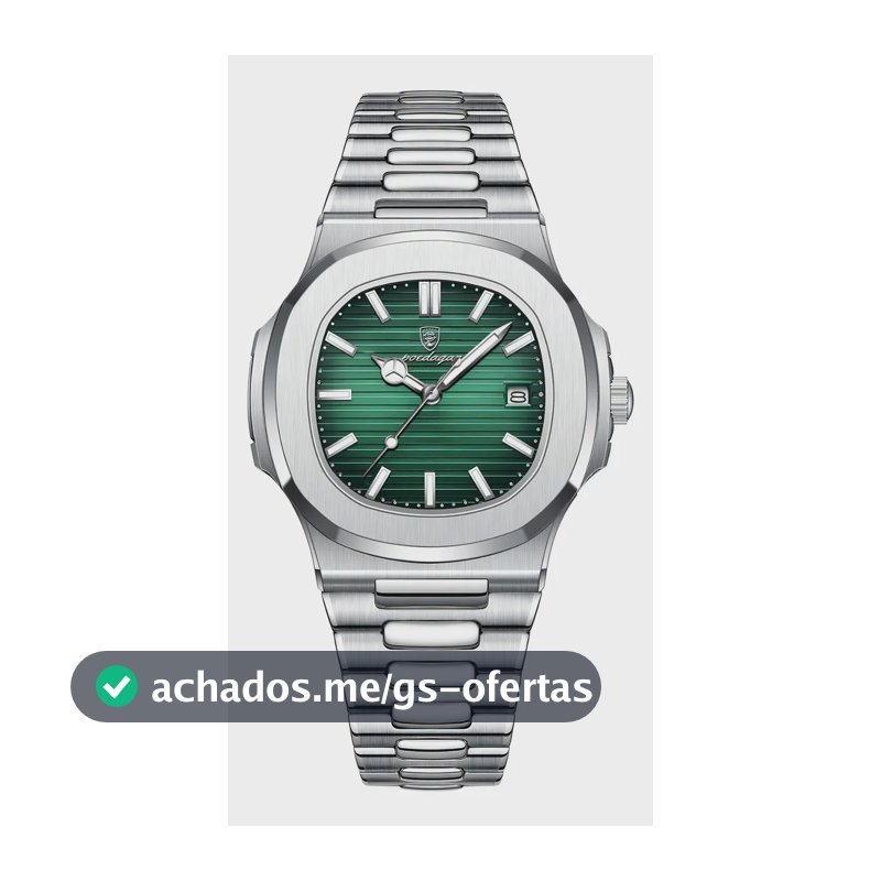 Relógio Poedagar 613 Aço Inoxidável Quartzo Fundo Verde 41mm Resistência Água