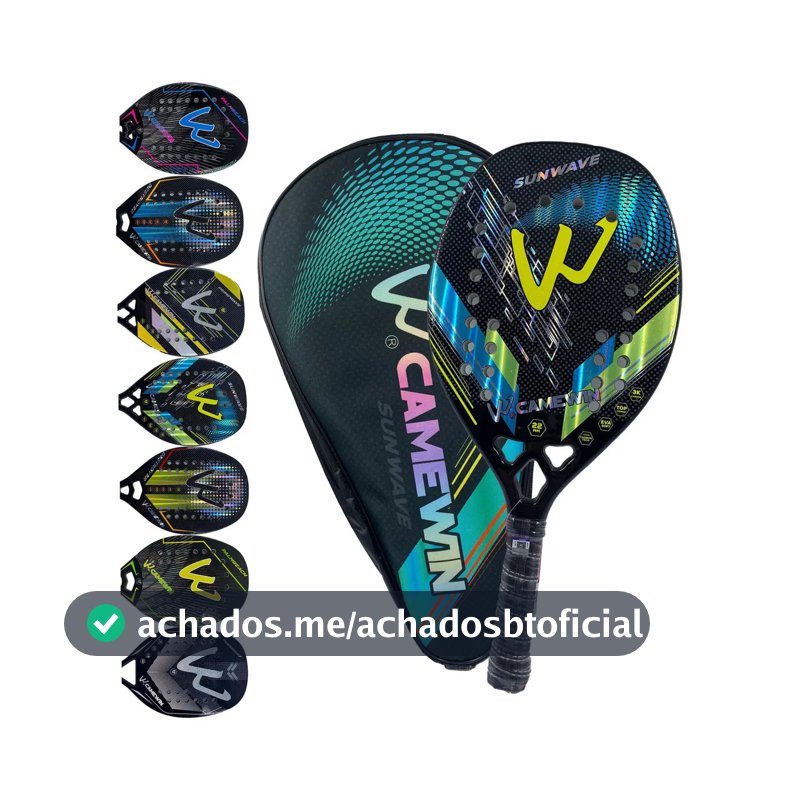 Raquete Beach Tennis Camewin 3K Carbono Profissional Azul + Capa